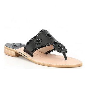 Jack Rogers Black Patent Jacks Flat Sandal